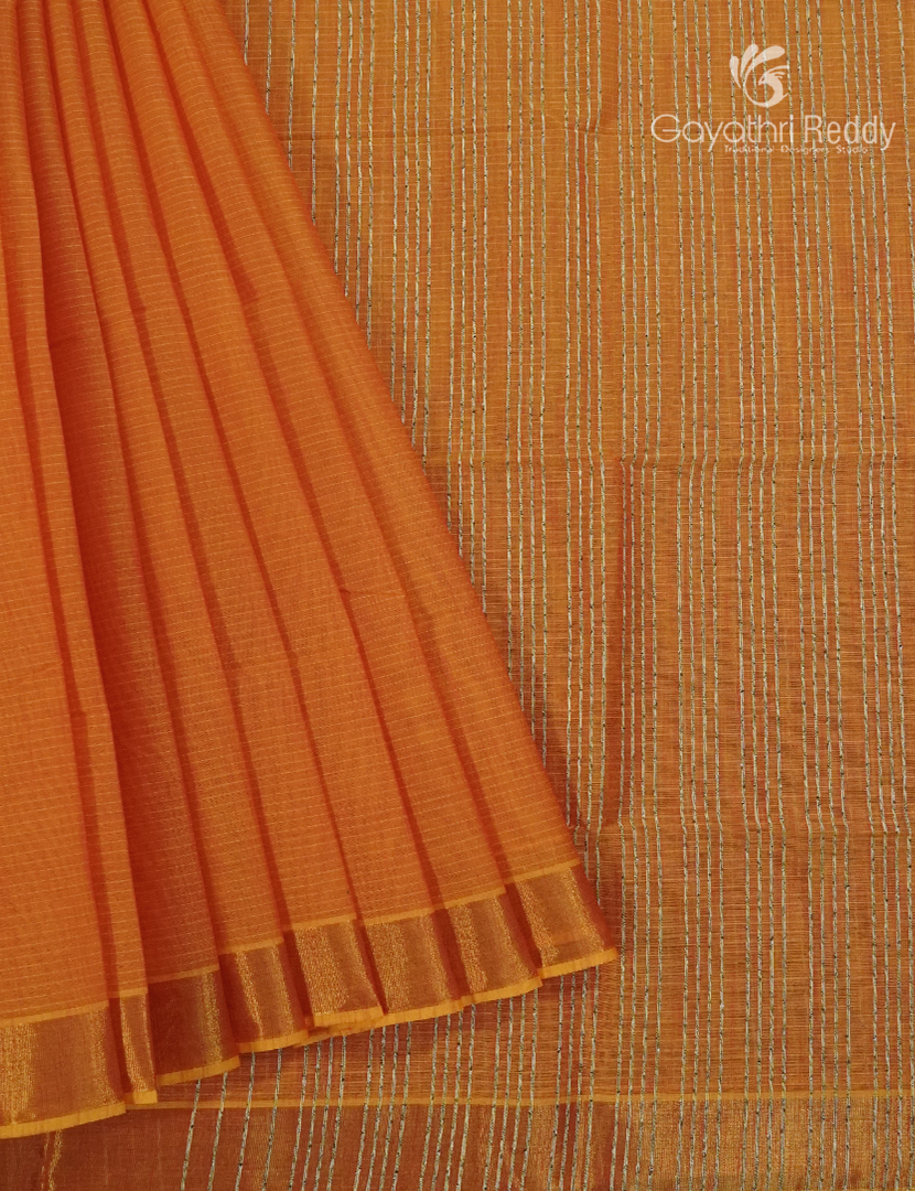 Pure Handloom Cotton Saree in Orange