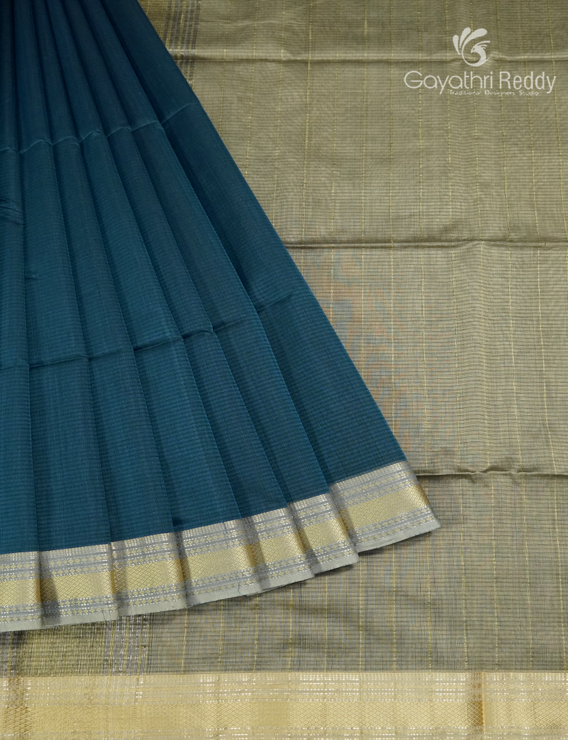 Pure Chanderi Sico Saree in Deep Peacock Green