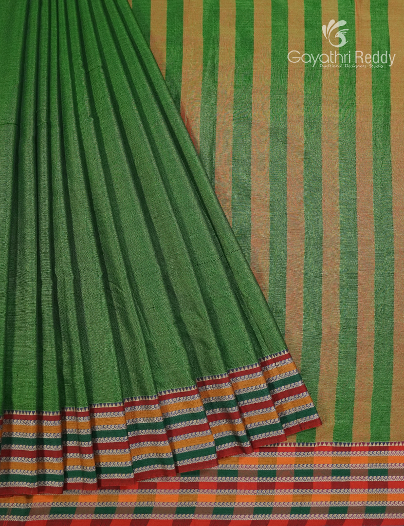 Pure Narayanpet Cotton Saree in Parrot Green