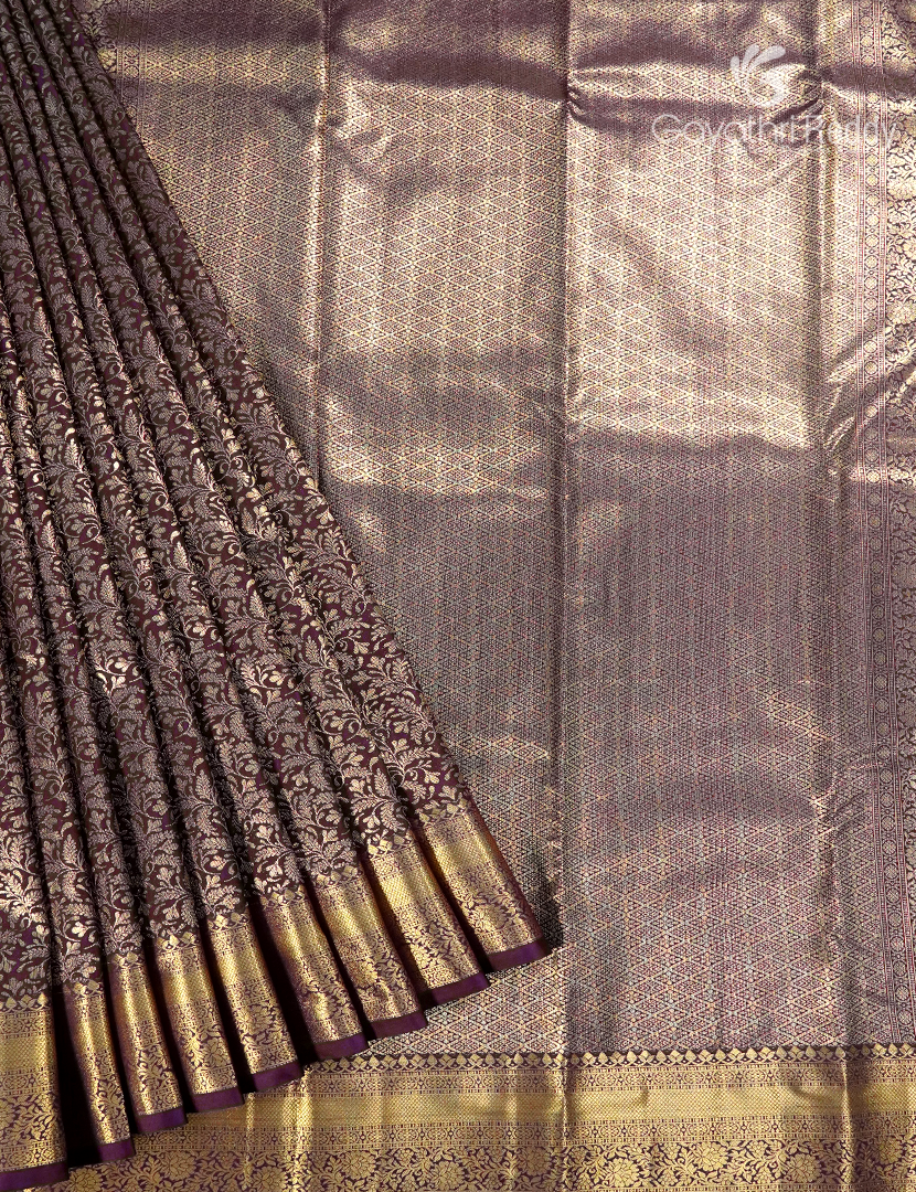 Semi Kanchipuram Silk Saree in Deep Violet