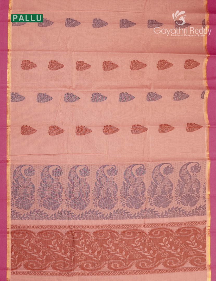 Pure Kanchi Cotton Saree in Baby Peach Pink
