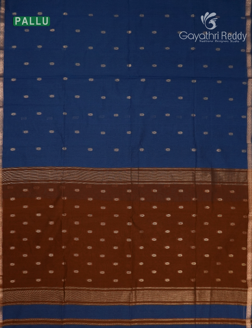 Kanchipuram Sico Saree in Blue and Brown