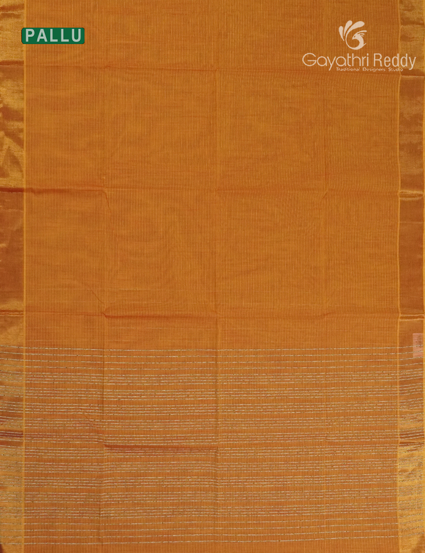 Pure Handloom Cotton Saree in Orange