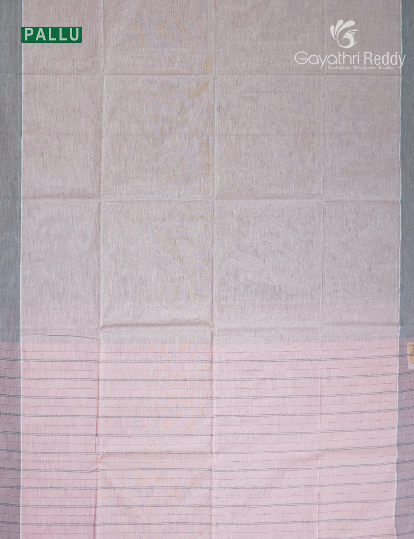 Pure Handloom Cotton Saree in Baby Pink