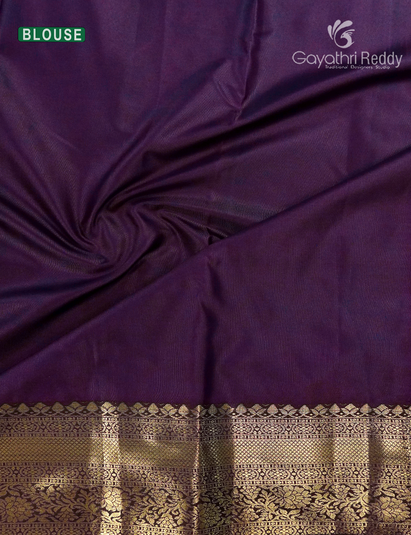 Semi Kanchipuram Silk Saree in Deep Violet