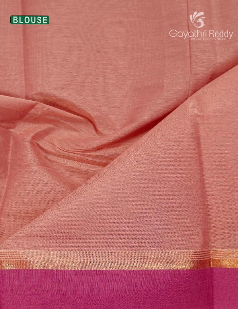Pure Kanchi Cotton Saree in Baby Peach Pink