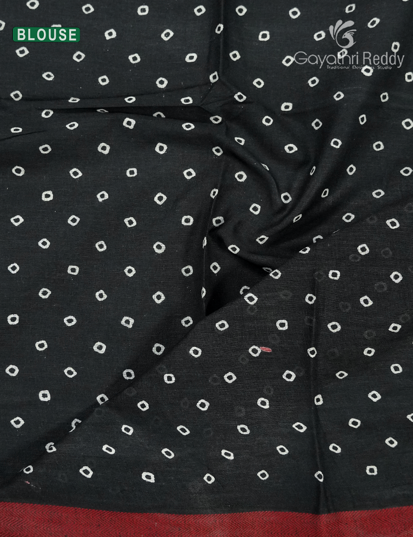 Vidharbha Cotton Saree in Black , Maroon and White