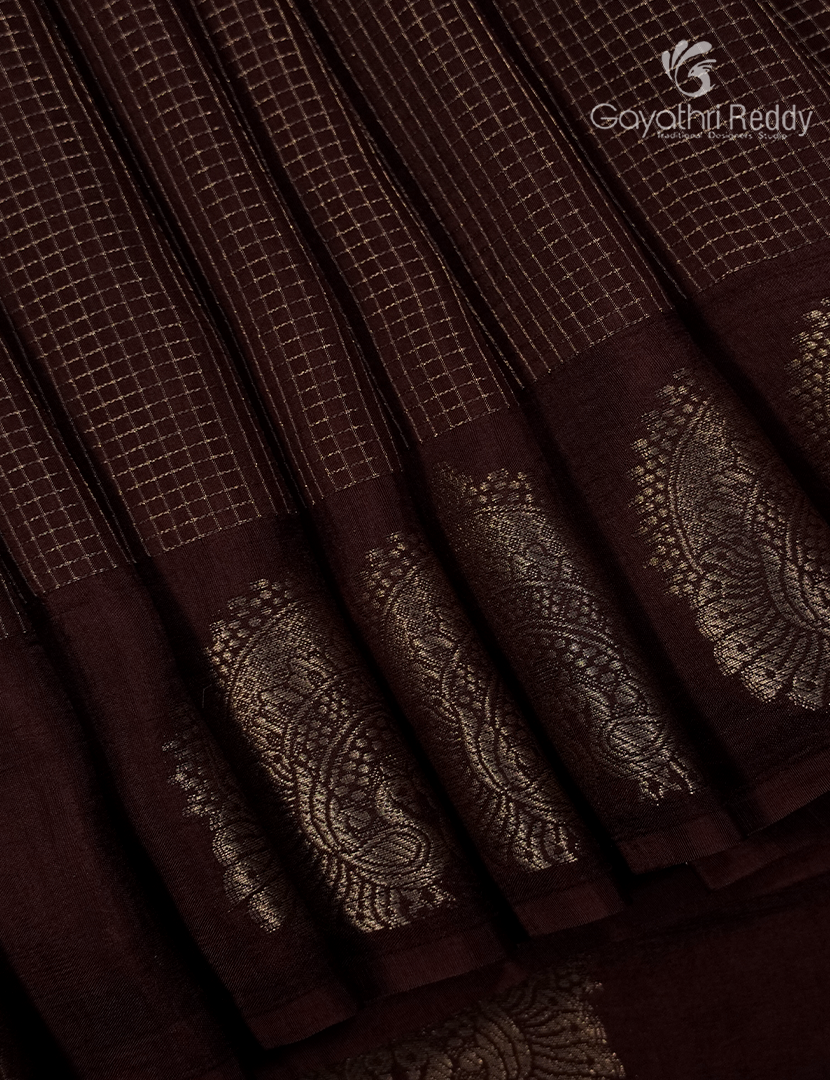 Semi Mysore Crepe Saree in Brown