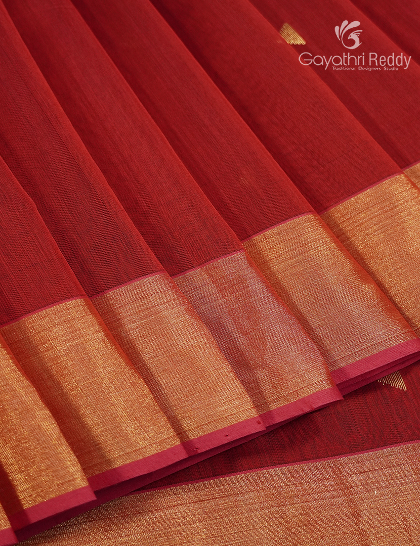 Pure Chanderi Sico Saree in Bridal Red