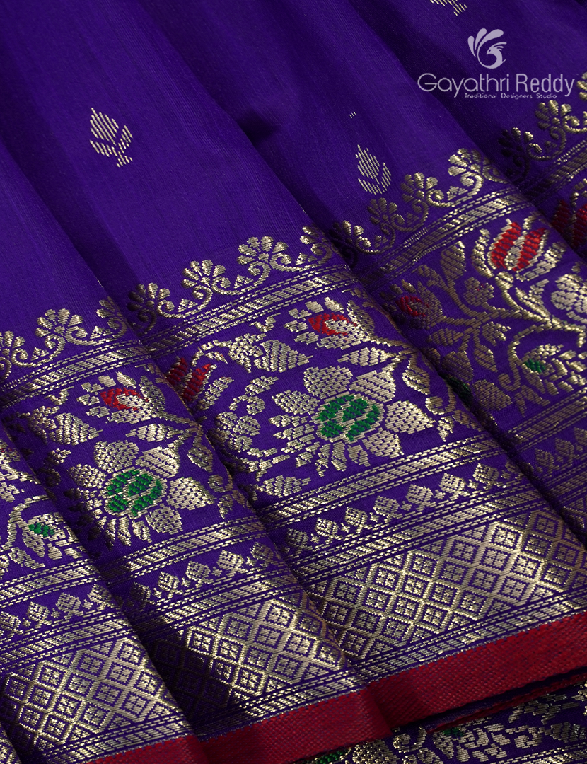 Semi Banaras Katan Silk Saree in Violet