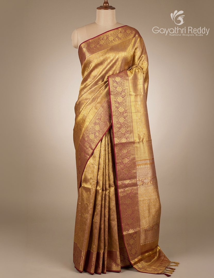 Pure  Kanchipuram Silk Saree in Rose Pink ( Brocade Pattern )
