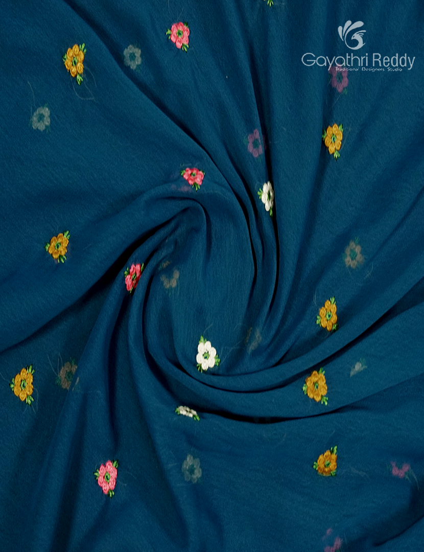 Chiffon Saree in Peacock Blue
