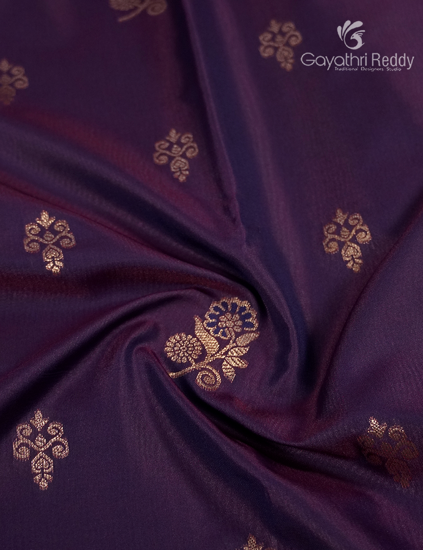 Semi Kanchipuram Art Silk Saree in Deep Violet