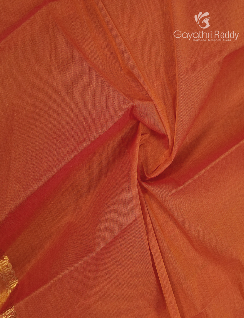 Pure Kanchi Cotton Saree in Orange