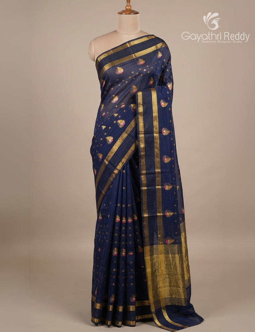 Pure Silk Kota Saree in Deep Peacock Blue