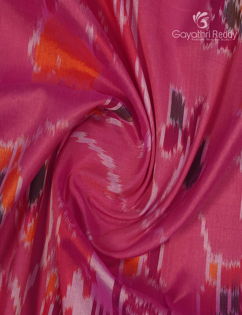 Pure Ikat Silk Saree in Baby Pink