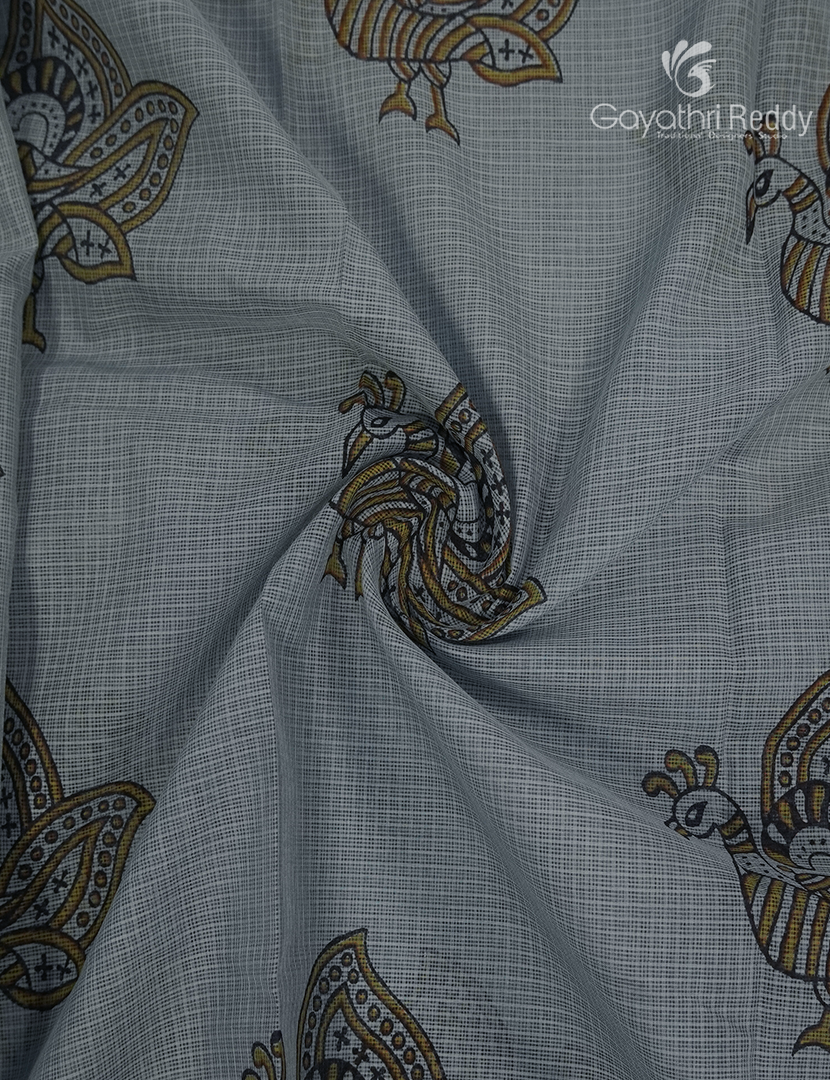 Premium Quality Cotton Kota Saree in Grey and Black
