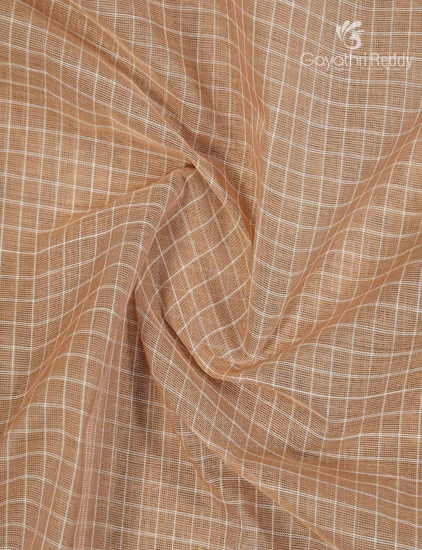 Pure Gadwal Cotton Saree in Golden Beige and Red