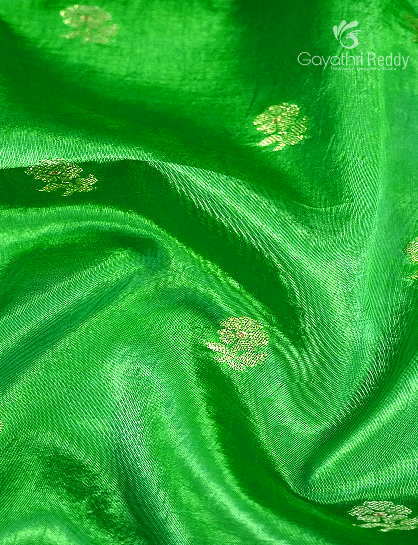 Banaras Mango Silk Saree in Neon Green