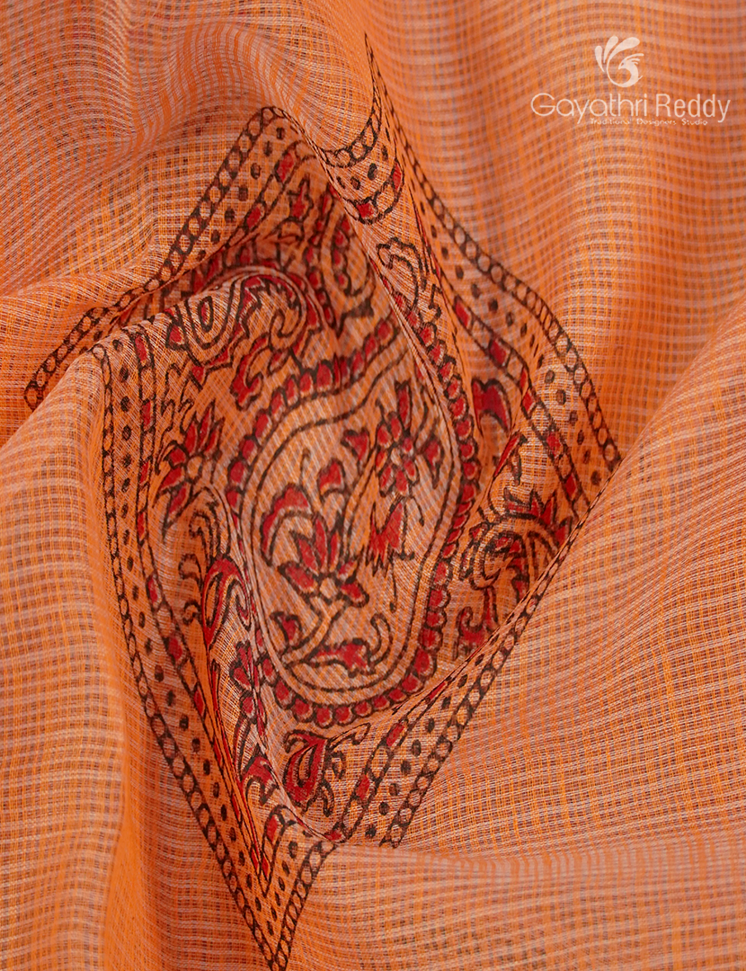 Kota Printed Saree in Peach