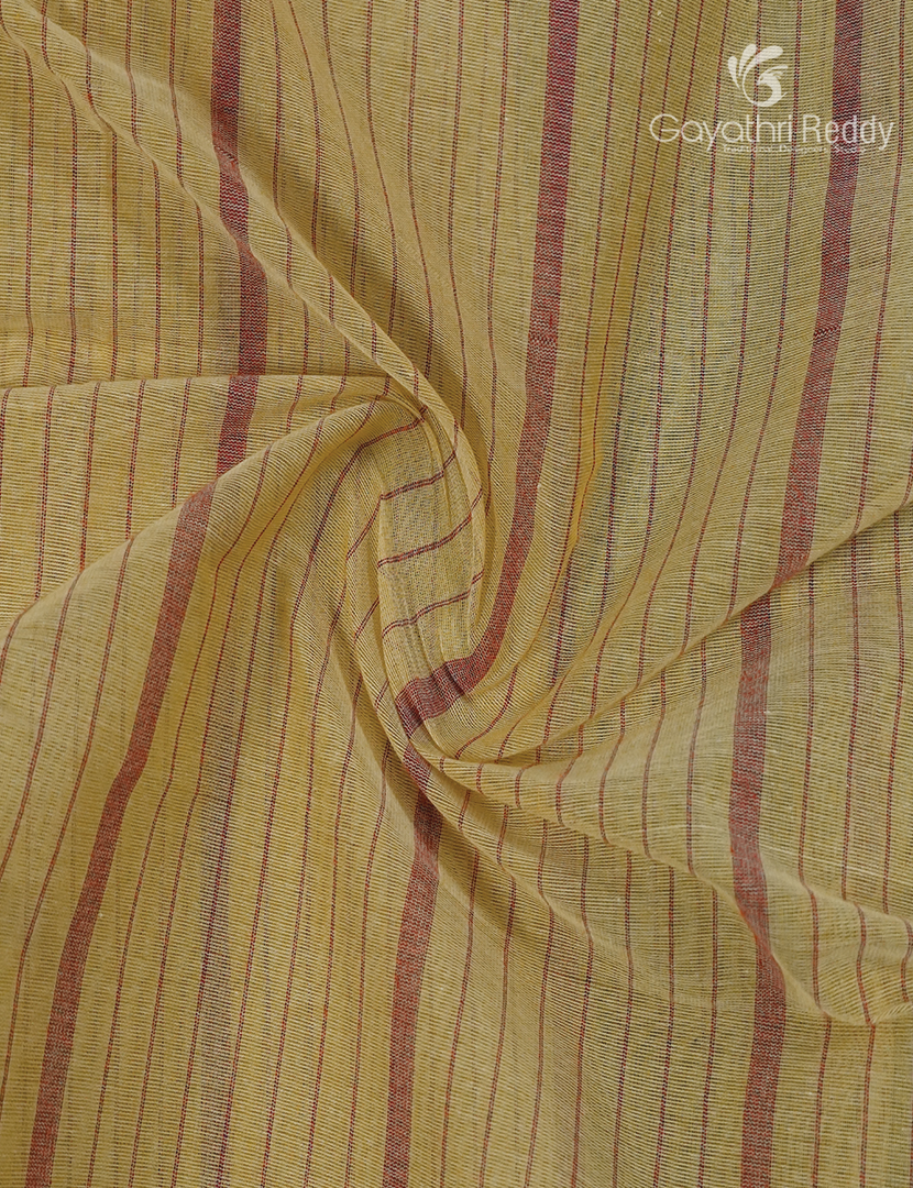 Pure Handloom Cotton Saree in Light Mustard