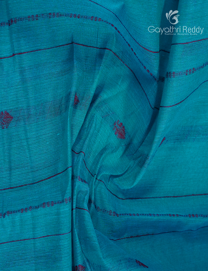 Pure Kanchi Cotton Saree in Rama Blue