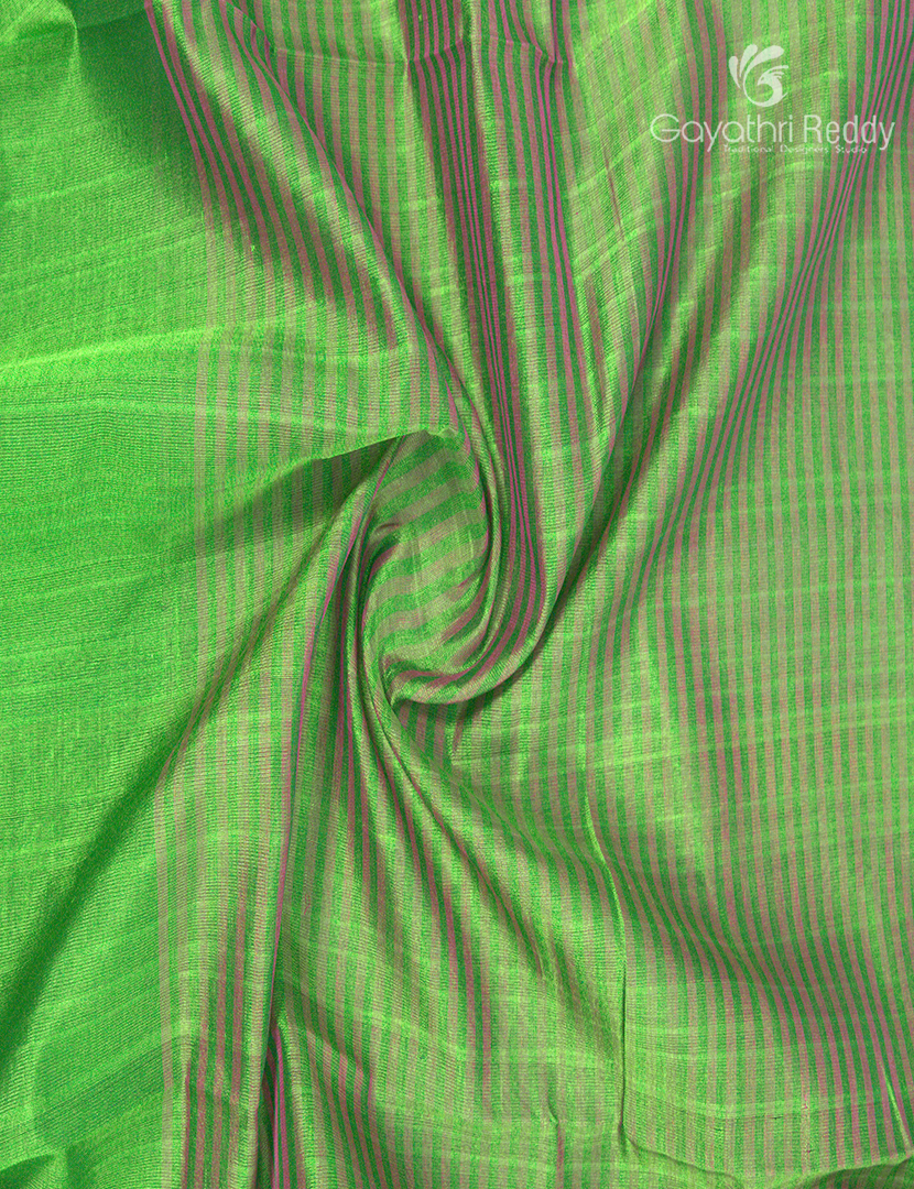 Pure Arani Sico Saree  in Parrot Green and Rani Pink