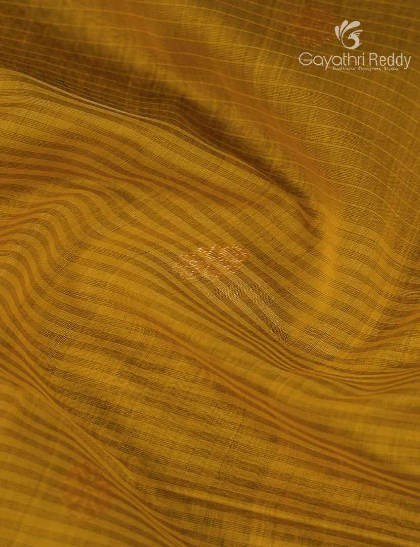 Pure Chanderi Sico Saree in Mustard and Black