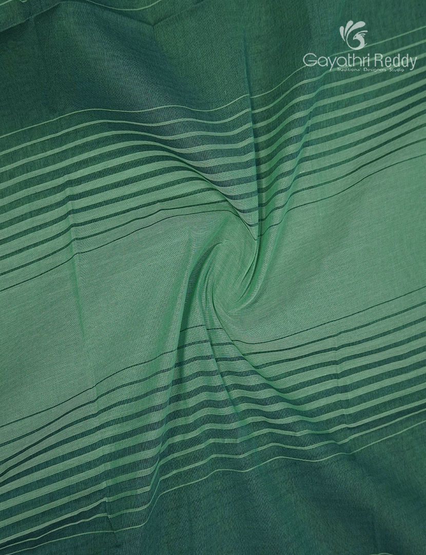 Pure Kanchi Cotton Saree in Rama Green and Sea Green