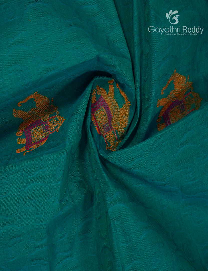 Pure Kanchi Cotton Saree in Sea Green