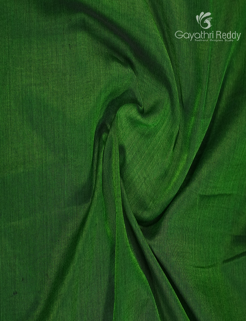 Pure Narayanpet Cotton Saree in Parrot Green