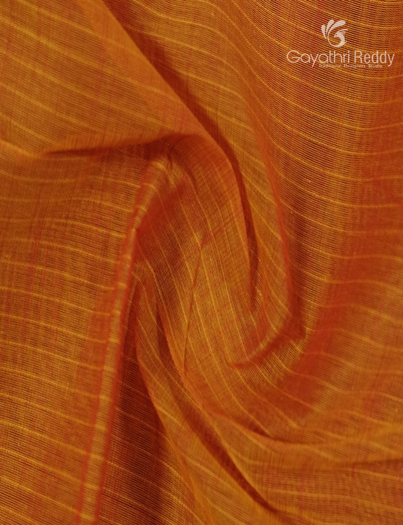Pure Handloom Cotton Saree in Orange