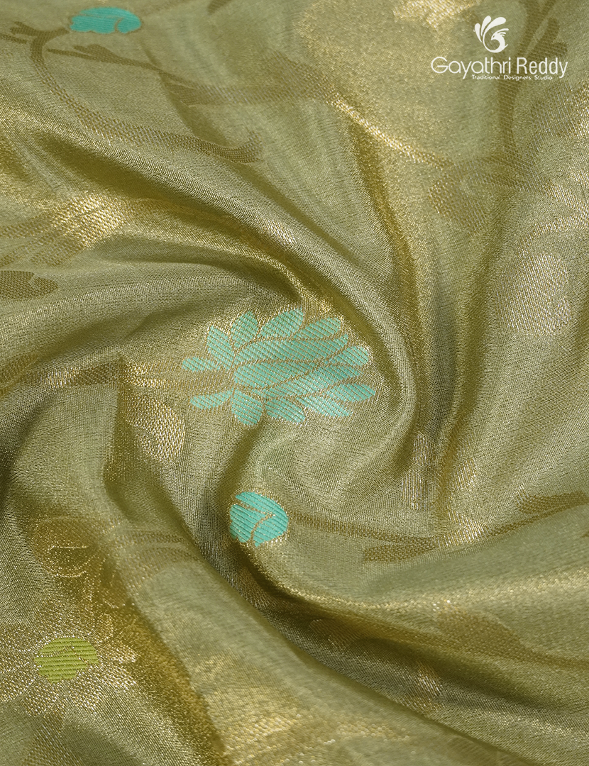 Semi Kanchipuram Silk Fancy Saree in Mehendi Green