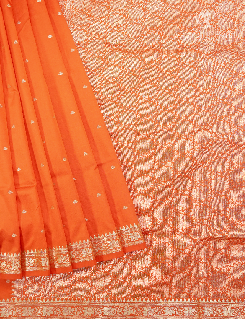 Semi Katan Silk Saree in Orange