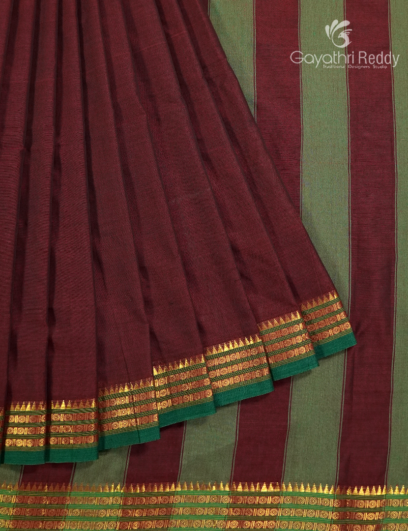 Pure Narayanpet Cotton Saree in Maroon
