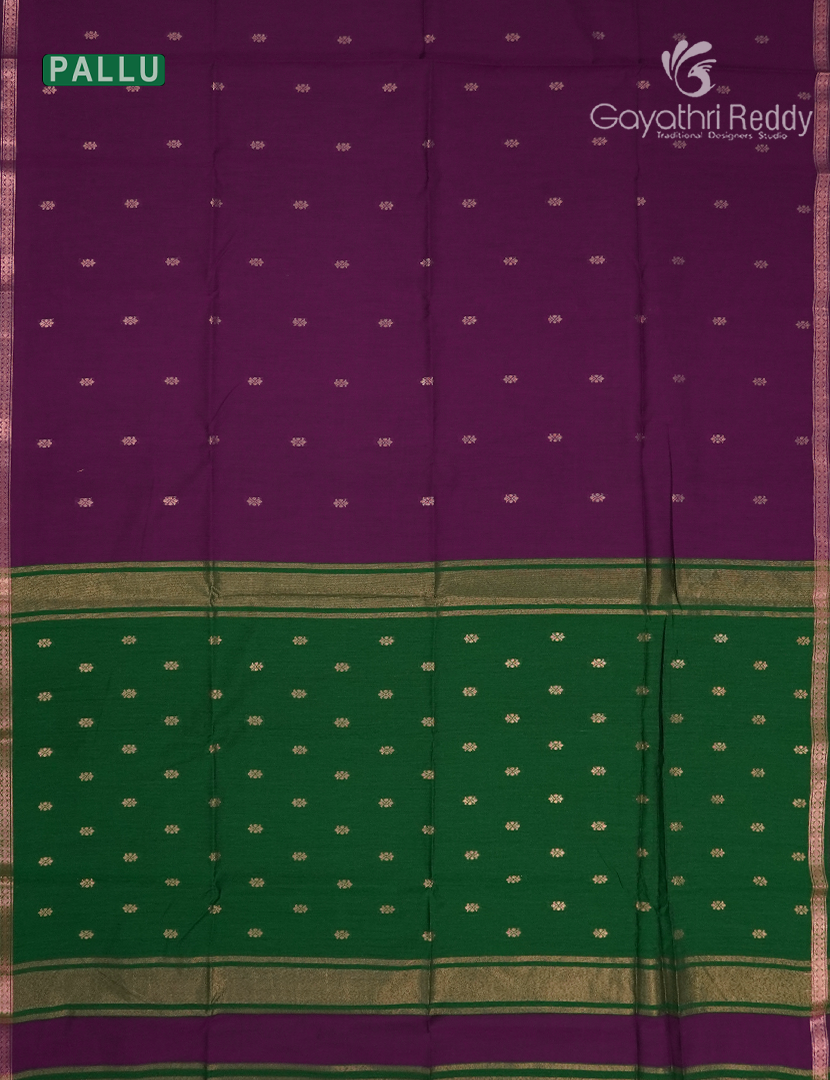 Kanchipuram Sico Saree in Deep Majenta and Green
