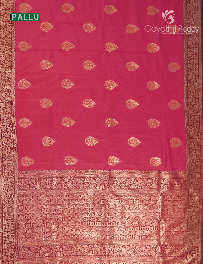 Semi Kanchipuram Art Silk Saree in Fuchsia Pink