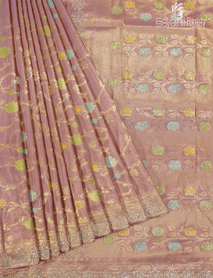 Semi Kanchipuram Silk Fancy Saree in Peach