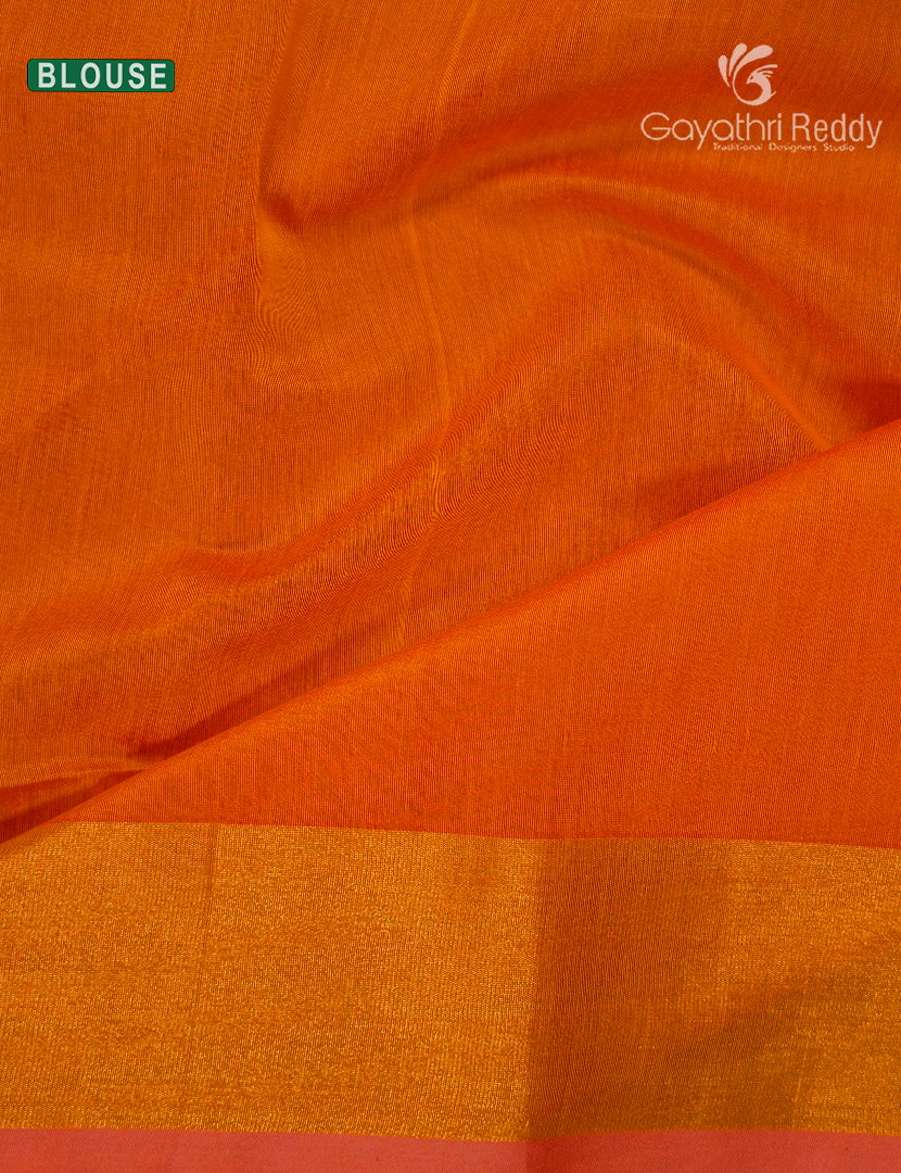 Pure Chanderi Sico Saree in Tangarine
