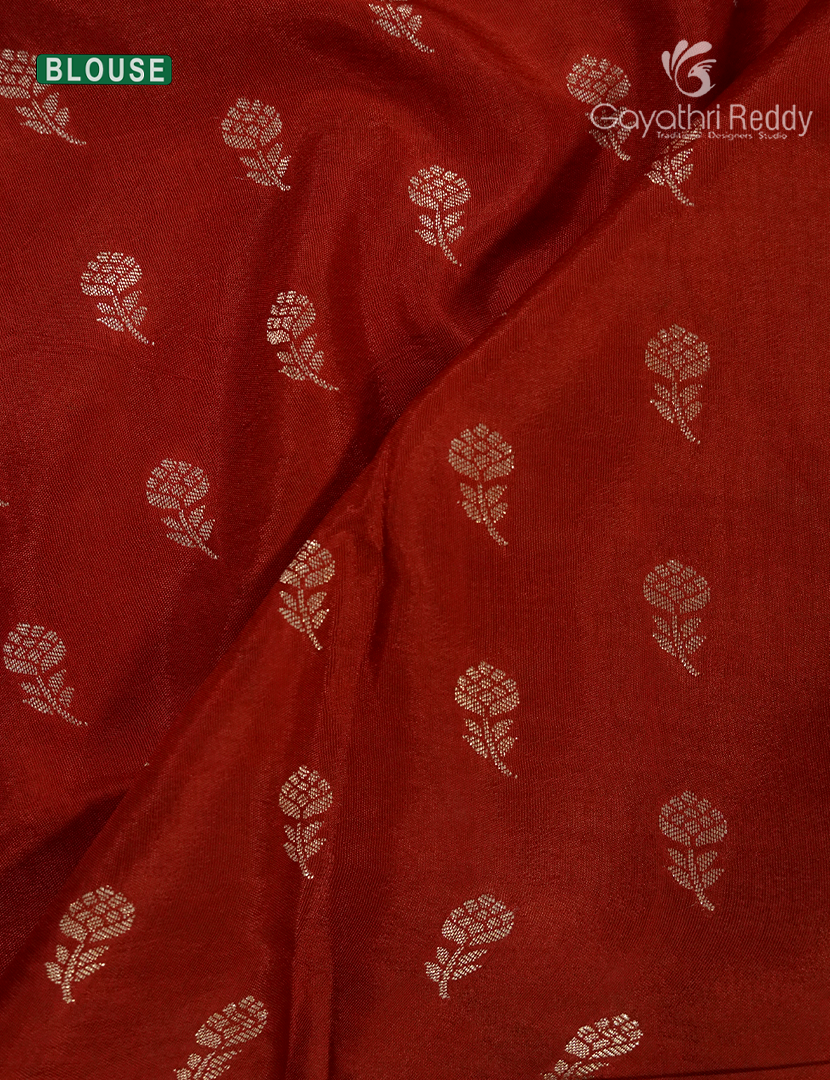 Semi Mysore Crepe Saree in Navy Blue and Red