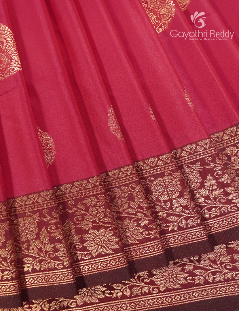 Semi Kanchipuram Art Silk Saree in Fuchsia Pink