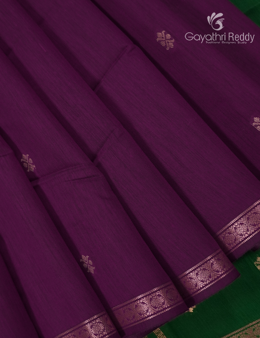 Kanchipuram Sico Saree in Deep Majenta and Green
