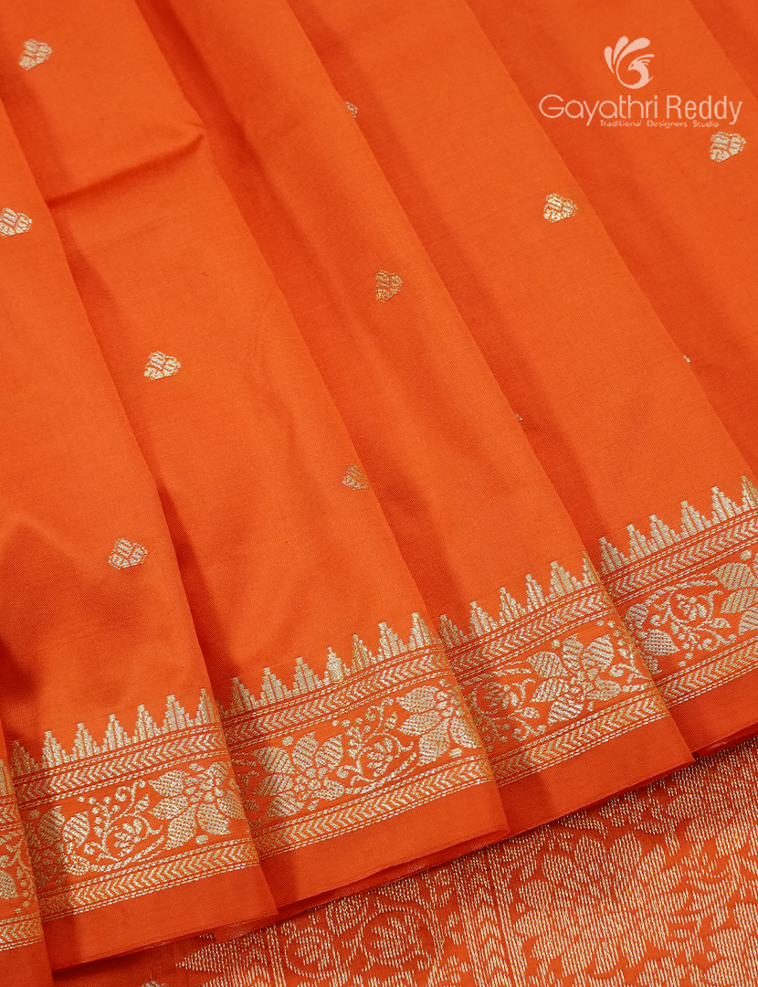 Semi Katan Silk Saree in Orange