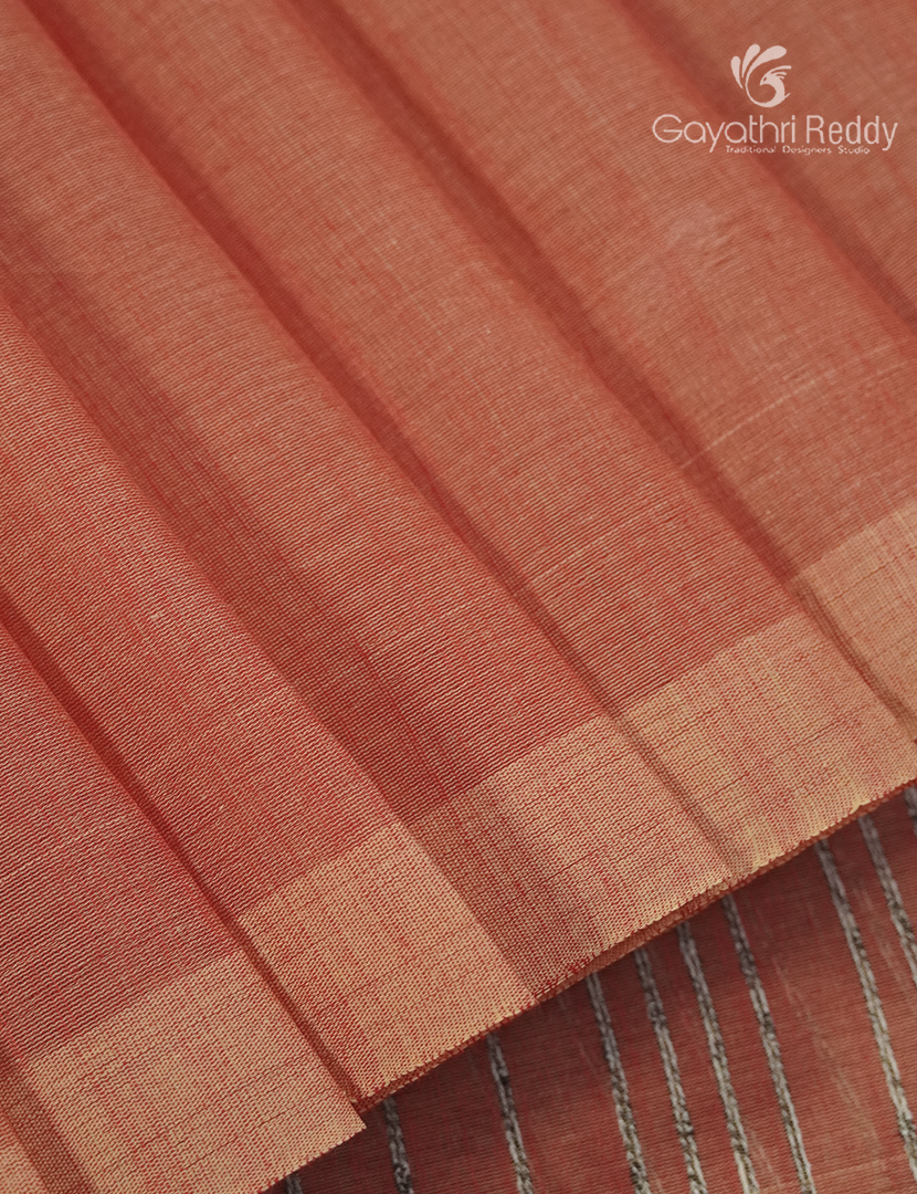 Pure Handloom Cotton Saree in Peach