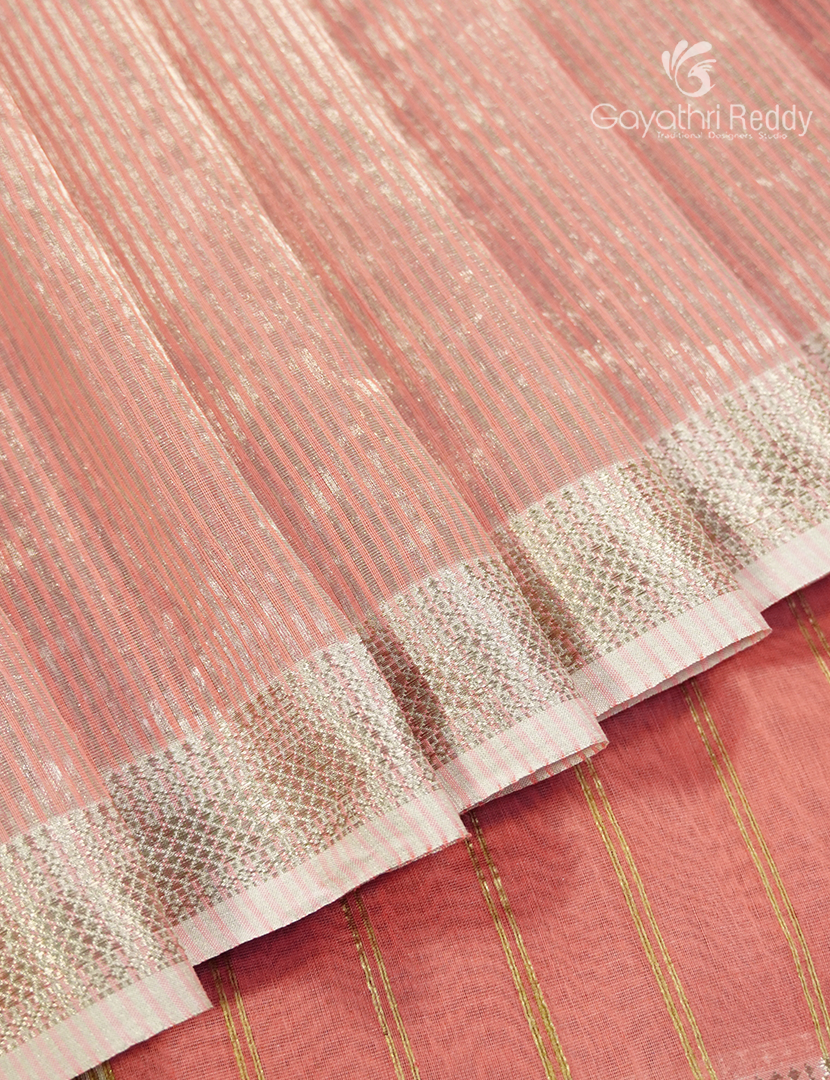 Pure Chanderi Sico Saree in Pastel Peach