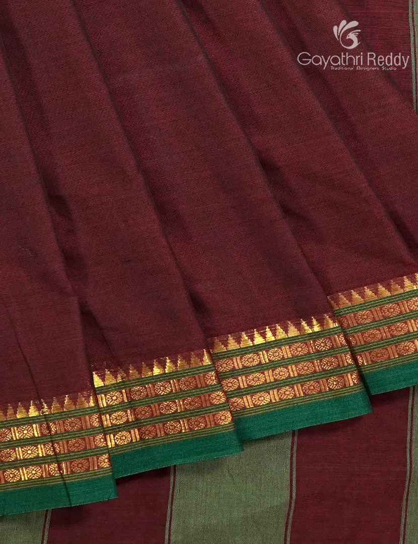 Pure Narayanpet Cotton Saree in Maroon