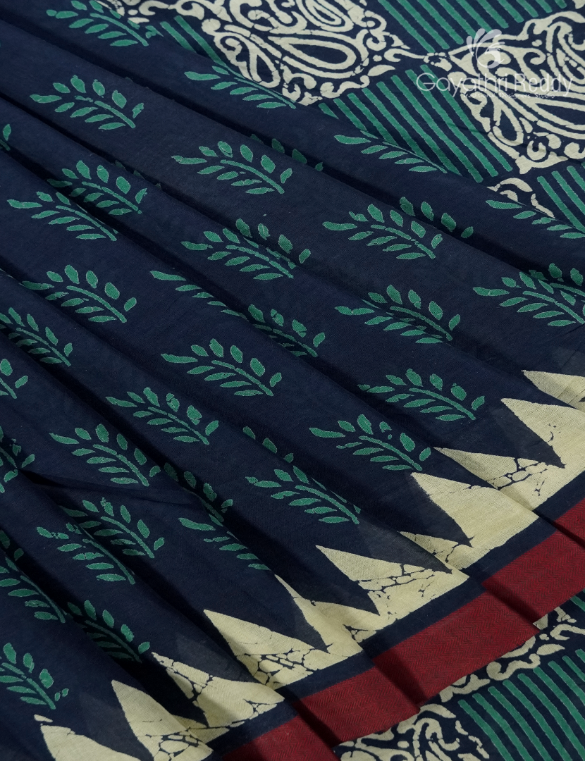 Vidharbha Cotton Saree in Indigo Blue