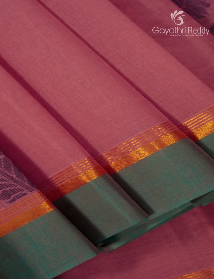 Pure Kanchi Cotton Saree in Baby Pink
