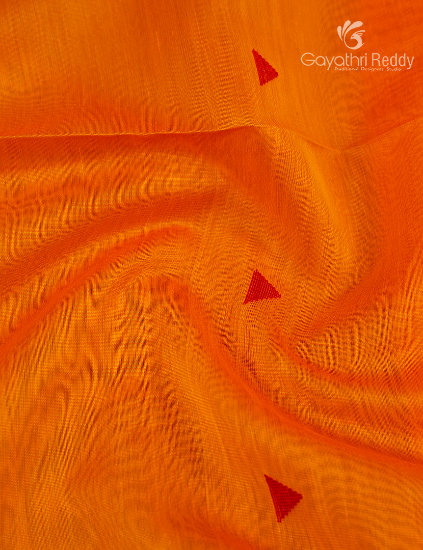 Pure Chanderi Sico Saree in Tangarine
