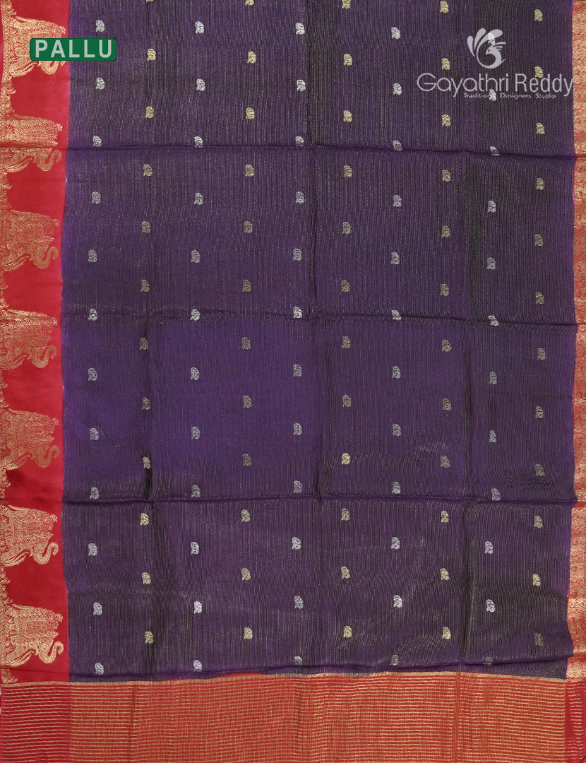 Semi Mysore Crepe Saree in Deep violet and Red